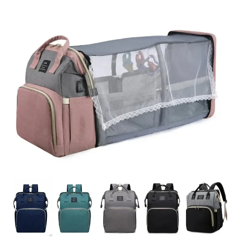 Foldable Diaper Bag + Baby Bed